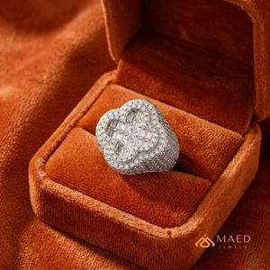 <b>Mens</b> <b>Silver</b> Tone Moissanite Clover <b>Ring</b> Luxury Hip Hop Statement Jewelry Fashion <b>Ring</b> for <b>Men</b> Anniversary Engagement Gift - Product Image 5
