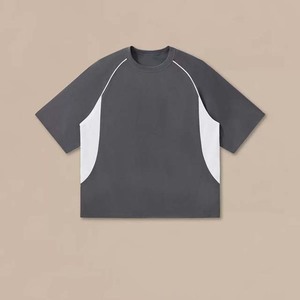 เสื้อยืดผู้ชายสีเทา แขนสั้น แห้งเร็ว สปอร์ต ทรงปกติ คอกลม ผ้าเจอร์ซีย์ พิมพ์ลายโลโก้ด้านหน้า - Product Image 6
