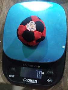 Minzi Industries Soft Canvas Soccer <b>Training</b> <b>Ball</b> Footbag/Hacky Sack Model 1099 for Kids Gym & Sports Practice-Red & Black - Product Image 3