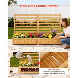 Pantalla de privacidad de madera maciza para exteriores con 2 maceteros, 36 x 45 pulgadas, valla para aire acondicionado, 2 paneles de listones, valla de privacidad de madera para almacenamiento - Product Image 5