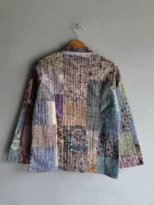 Quilted <b>Patchwork</b> <b>Jacket</b> Women's Mandarin Collar Full Sleeve Cotton Autumn Style Regular Length Button Closure gift for her - Product Image 6