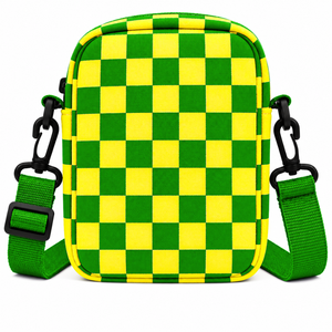 Bolso Bandolera Personalizado de la Hermandad Chi Eta Phi con Logotipo Bordado en la Parte Delantera, Cierre con Botón Verde y Amarillo, Uso Diario Informal para Mujer - Product Image 4