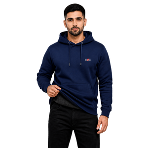 Sweat-shirt à capuche bleu marine pour homme, coupe classique, logo brodé, sweat-shirt en polaire décontracté, imperméable, polyester, hiver - Product Image 5