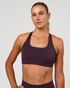 Women's Solid Color Seamless Yoga Sports <b>Bra</b> <b>Halter</b> <b>Neck</b> Medium Support Purple Workout Top - Product Image 1