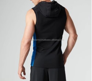 Sudadera con capucha sin mangas para hombre personalizada a la moda con diseño propio hecho de poliéster/algodón temporada de primavera técnica teñida lisa - Product Image 4
