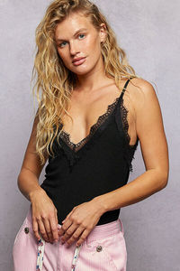 เสื้อสายเดี่ยวคอวีลูกไม้ลายลูกไม้ - Product Image 2