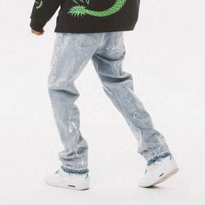 Pantalones vaqueros de mezclilla personalizados al por mayor, de corte ajustado y pintados a mano para hombre, cómodos y transpirables - Product Image 6