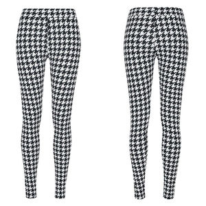 Leggings de yoga taille haute longueur intégrale, motif pied-de-poule, extensibles dans les quatre sens, en Spandex et Polyester, taille élastique - Product Image 1
