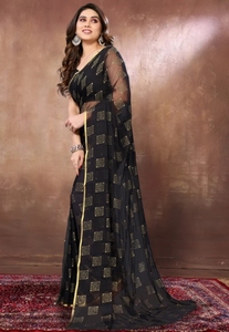 Sari de luxe traditionnel imprimé en mousseline de soie, tissé en rayonne, infroissable et réversible, modèle tendance - Product Image 2