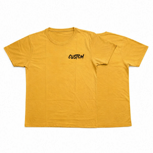 Camiseta de hombre de alta calidad, color mostaza, personalizada, transpirable, de algodón orgánico, cuello redondo, manga corta, tejido de punto, corte regular, para verano. - Product Image 1