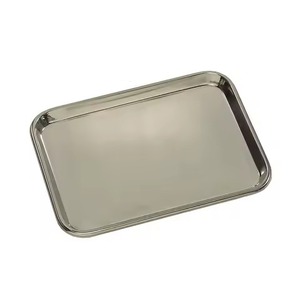 Plateau de service rectangulaire en métal, fait main, poli, design minimaliste, couleur unie, plateau martelé - Product Image 5