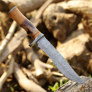 Cuchillo de caza de acero de Damasco con punta de gota y mango de madera, hoja fija, hecho a mano, para supervivencia al aire libre, venta al por mayor OEM - Product Image 3