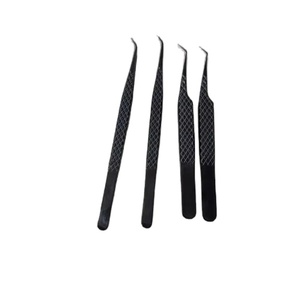 Pinces à épiler professionnelles en acier inoxydable à marque privée, forme en L à 45 et 90 degrés, pointe en fibre de diamant rose, pour extensions de cils en volume - Product Image 5