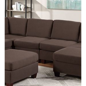 Sedia Senza Braccioli in Tessuto Simil-Lino Nero con Gambe in Legno per Soggiorno, 1 Cuscino Incluso - Product Image 6