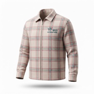 WIZE INTERNATIONAL – Veste en polaire à carreaux pour homme, col rabattable, fermeture éclair, décontractée, coupe-vent, réversible, pour l'automne - Product Image 1