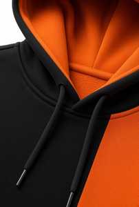 Ensemble de survêtement noir et orange uni, broderie personnalisée, streetwear, tenue athlétique 2 en 1, OEM/ODM - Product Image 3