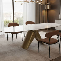 Juego de Mesa de Comedor Extensible de Piedra Sinterizada para 6 Personas, Muebles de Comedor Minimalistas de Lujo y Duraderos