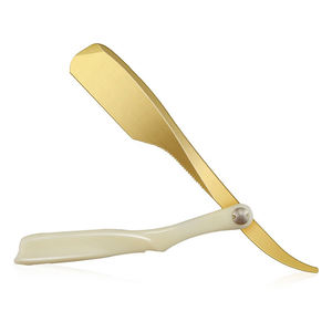 Afeitadora manual de borde recto, profesional, de acero inoxidable, afilada, plegable, para barba, con cuchilla de seguridad - Product Image 2