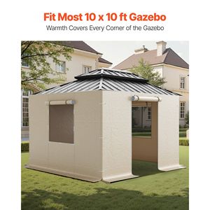 Copertura Invernale a 4 Pannelli in PE ad Alta Densità per Gazebo 3x3m, Pareti Laterali e Tetto Rigido per Padiglioni e Gazebo Resistenti alle Intemperie - Product Image 2