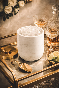 Premium Glass Ice <b>Bucket</b> <b>With</b> Gold <b>Lid</b> And Tongs Round Party Cooler for barware party celebration use - Product Image 5
