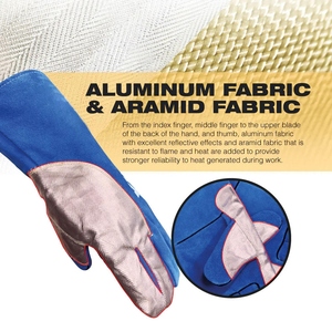 Gants de soudage en cuir de vachette renforcé, usage général, sécurité industrielle, 11 oz, 16 pouces, résistants à l'abrasion et aux déchirures - Product Image 5