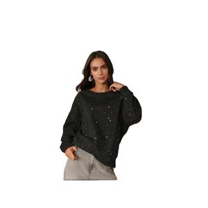 Sudadera de Mujer con Cuello Redondo, Forro de Pana, Algodón y Pedrería, Suave, Cálida, Transpirable, Antiarrugas, Estilo Formal, Vintage - Product Image 3