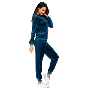 Ensemble de survêtement unisexe d'hiver en velours polaire uni à capuche, avec cordon de serrage, poche discrète, séchage rapide, tenue de sport streetwear - Product Image 4