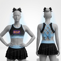 Tenue de cheerleading personnalisée avec soutien-gorge et jupe ornés de strass, uniforme d'entraînement de danse pour enfants, vêtements de sport athlétiques