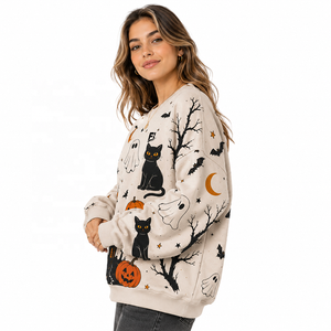 Sweat-shirt graphique en coton doux pour femme, style décontracté ample, idéal pour l'automne, motif « Trick or Treat » - Product Image 4
