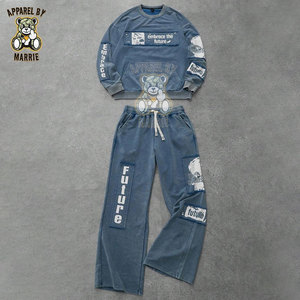 Conjunto de Joggers para Hombre de Mezcla de Algodón Premium con Lavado Ácido, Sudadera con Capucha y Pantalones de Chándal con Logotipo Personalizado, Prendas de Alta Calidad - Product Image 1