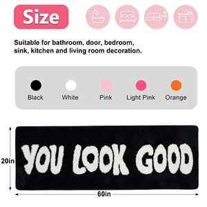Alfombra de baño larga negra de 20x47 pulgadas con diseño divertido para bañera, dormitorio y ducha - Product Image 2