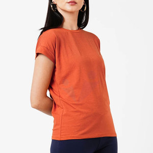 T-shirt pour femme en coton 100% léger, respirant, à manches courtes, col rond, coupe décontractée, tendance de l'été - Product Image 4
