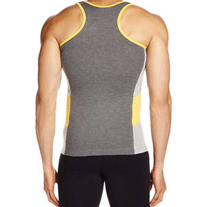 Débardeur d'entraînement sans manches pour homme, col en V, personnalisé, de haute qualité, séchage rapide, respirant, en tissu Spandex/Polyester - Product Image 4