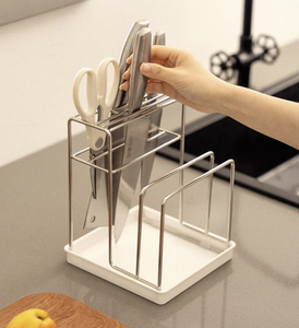Support de rangement pour couteaux, planches à découper et couvercles de casseroles en acier inoxydable 304 pour comptoir de cuisine - Product Image 5