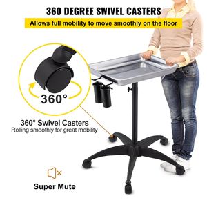 Carrito de Salón de Belleza de Acero Inoxidable con Altura Ajustable, Fácil Montaje, con 2 Portavasos y 1 Soporte Metálico para Mayo - Product Image 5