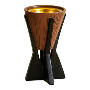 Ensemble de brûleurs d'encens modernes en forme de sablier avec finition en bois texturé et supports noirs élégants, parfaits pour une fragrance minimaliste à la maison - Product Image 6