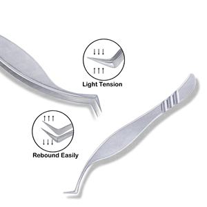 Agarre suave con pinzas para pestañas de material de acero puro, mango liso antideslizante a granel, Etiqueta Privada para pestañas individuales - Product Image 5