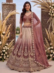 Heavy Chandania Silk with Handwork Motif-<b>Crystal</b> Beads-<b>Big</b> Stone-Multi Thread-Sequin-Dori work CanCan Lehenga Set Woman Fashion - Product Image 6
