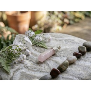 Handmade Rose Quartz Crystal Pendant Natural Gemstone Jewelry From India-Pencil Design Wholesale Crystal Pendants & Charms - Product Image 2