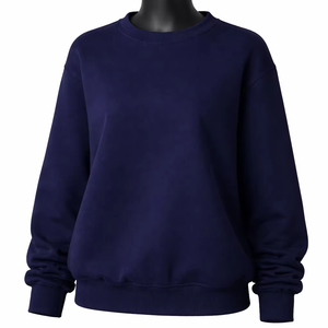 Sudadera extragrande con cuello redondo para mujer, con logotipos personalizados, tejido grueso, 100% algodón, servicio OEM - Product Image 1