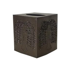 Caja de pañuelos metálica artesanal con relieve geométrico y acabado en níquel cromado, accesorio estético para baño, dispensador de servilletas para el hogar - Product Image 4