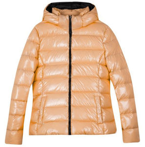 Orange Women's Hooded Quilted <b>Jacket</b> Full Sleeve <b>Winter</b> Puffer Zipper Closure Solid Color Lightweight <b>Waterproof</b> Windproof - Product Image 1