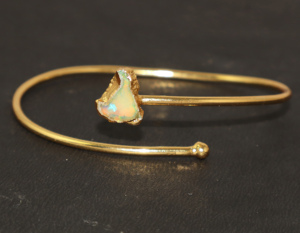 Natural Ethiopian <b>Opal</b> Gemstone <b>Gold</b> Electroplated Bangle for Adjustable Open Bangle Jewellery For Women Girls Gift Wholesale - Product Image 2