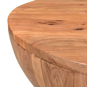 Table basse de salon en bois d'acacia massif fait main, de forme ronde, avec espace de rangement, finition naturelle moderne, approuvée pour l'hôtellerie - Product Image 5