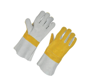 Leather Welding <b>Gloves</b> Cotton Liner Straight Thumb Molten Metal Splash Resistant TIG Use Orange Yellow Color - Product Image 6