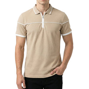Polo pour hommes OEM en gros, style sport décontracté, avec fermeture éclair, en tissu piqué, bordures contrastées, design personnalisé, coupe athlétique - Product Image 6