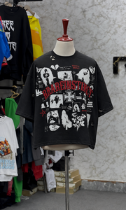 เสื้อยืดกราฟิกโอเวอร์ไซส์สั่งทำพิเศษสำหรับผู้ชาย ผ้าฝ้าย 100% สไตล์สตรีทแวร์ วินเทจ ลุคซักยับ พิมพ์ลาย เสื้อยืดเนื้อหนา รับผลิตแบบ OEM ODM - Product Image 2