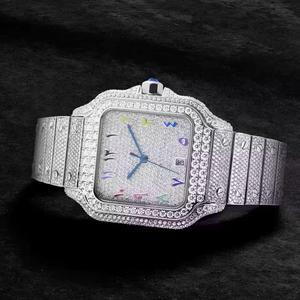 Reloj de Pulsera Personalizado OEM con Diamantes de Moissanita Plateados, Reloj de Lujo para Negocios, Corte Brillante Redondo VS1 E, Fabricante de Relojes - Product Image 1