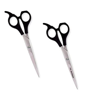 Ensemble de ciseaux de barbier professionnels Pro Series, lot de 2, 6 pouces, manche noir, acier inoxydable, ciseaux de coupe de cheveux de salon, repose-doigts - Product Image 1