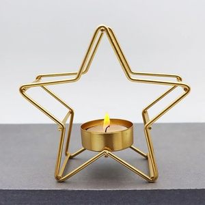 Mini Christmas candle <b>holder</b> iron art table <b>candlestick</b> small metal star tea light <b>holder</b> - Product Image 3